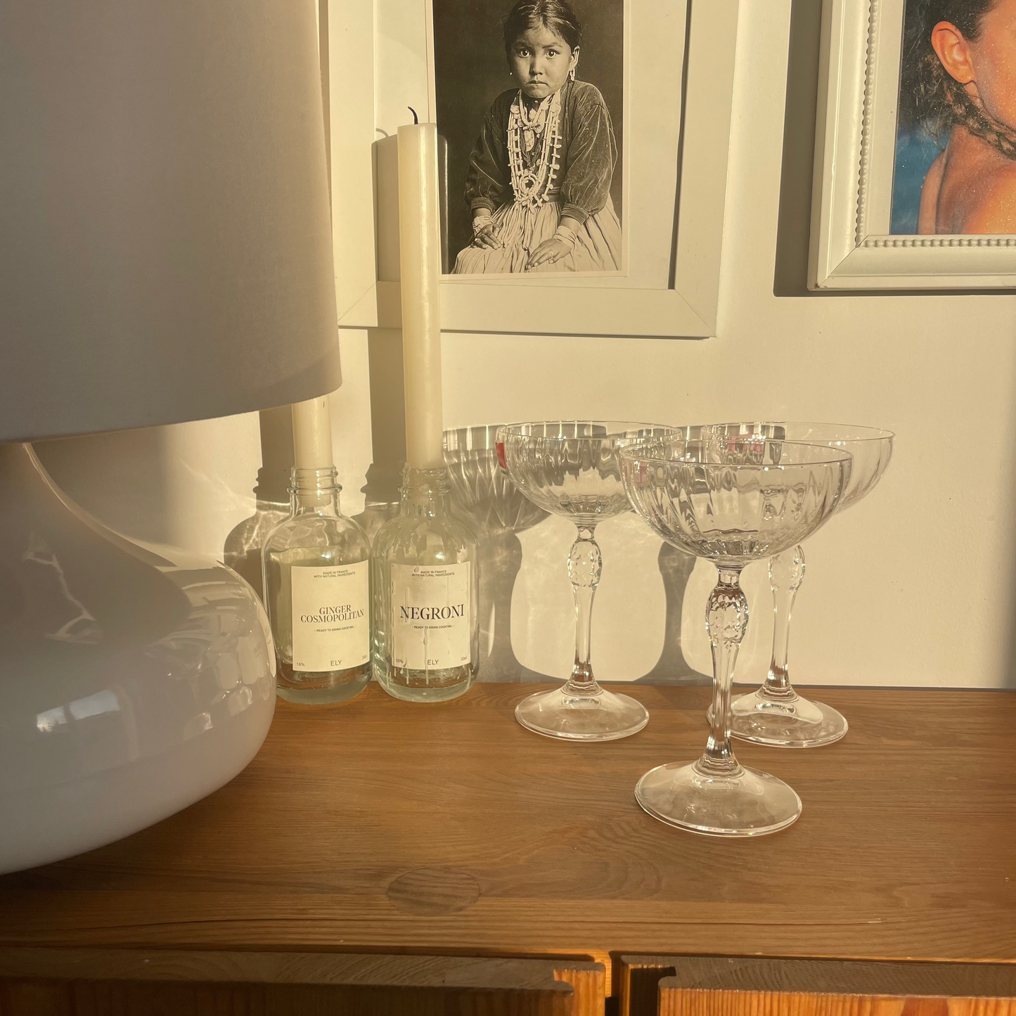 verres à cocktail en verre ciselé