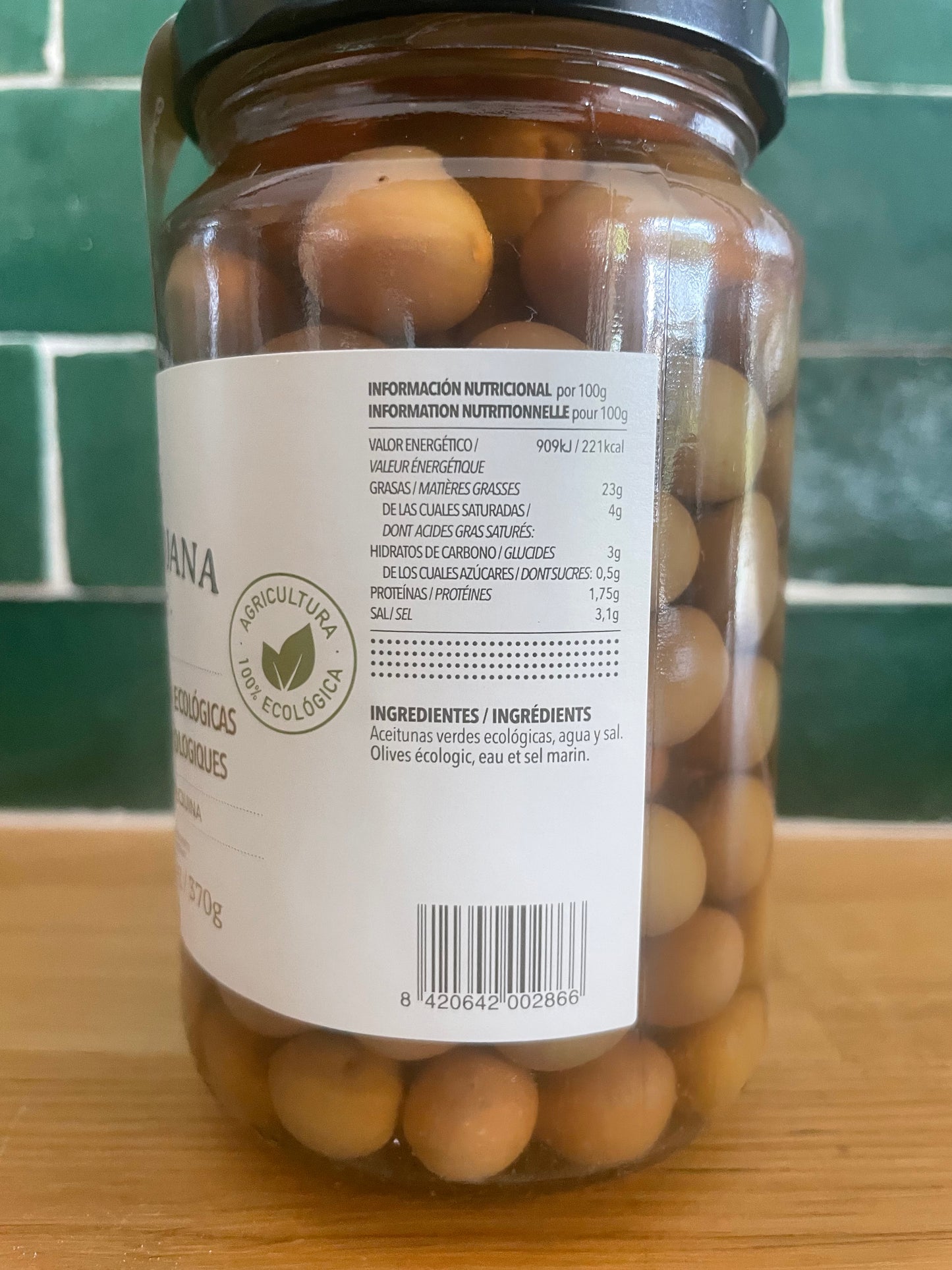 informations nutritionnelles olives vertes bio