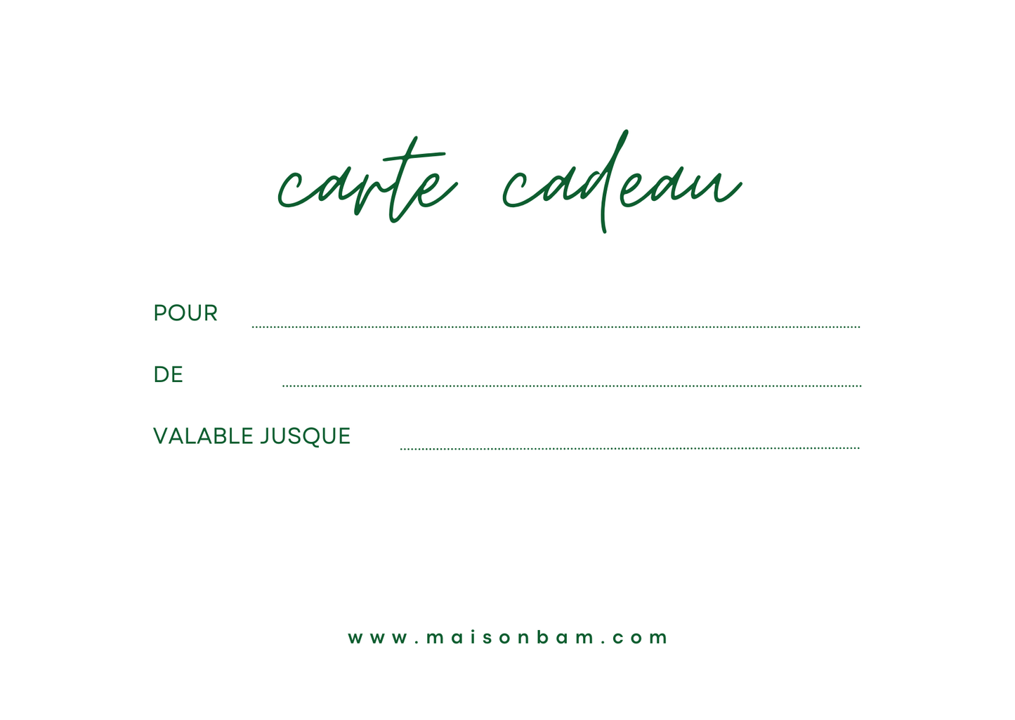 Exemple d’e-mail avec carte cadeau Maison BAM