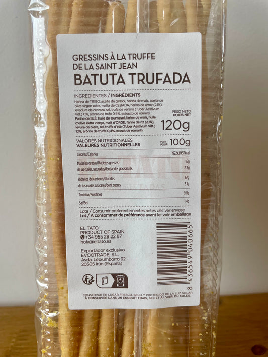 ingrédients et valeurs nutritionnelles du paquet de gressins à la truffe