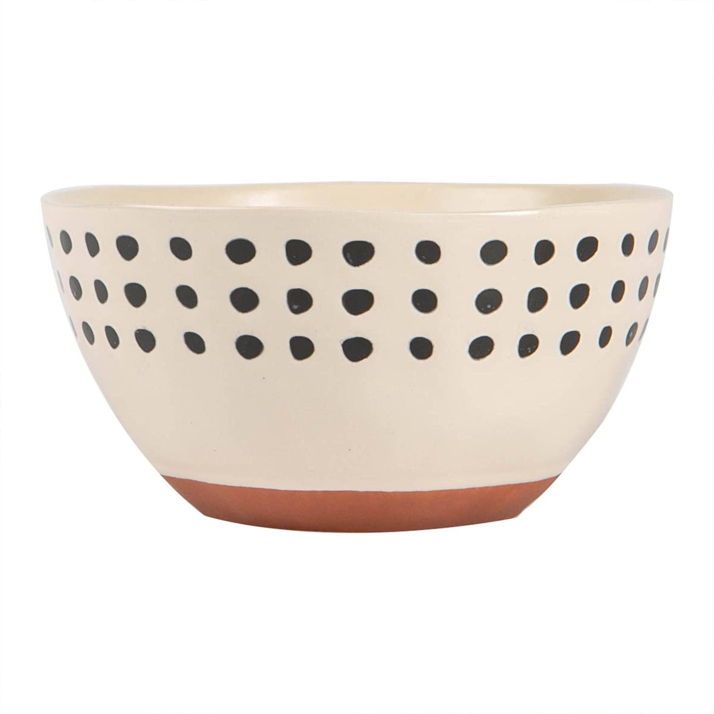 bol en céramique beige, pois noirs peints à la main, pour les chips à l'apéritif